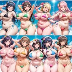 6+girls ai_generated harem huge_breasts idol looking_at_viewer tagme