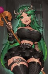 breasts female female_only goth goth_girl kid_icarus nintendo open_mouth palutena saiykik solo