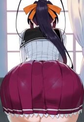 ai_generated akeno_himejima ass ass_focus big_ass big_butt bubble_ass bubble_butt creamy_ai curvy dat_ass fat_ass from_behind high_school_dxd huge_ass large_ass long_hair narrow_waist purple_hair round_ass round_butt school_uniform thick_ass thick_thighs wide_hips