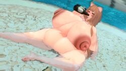 1girls 3d alcohol alcoholic_drink animal_ears bbw beer beer_bottle big_ass big_belly big_breasts big_butt big_nipples brown_hair detailed_background drinking drunk fat_ass fat_belly female_only holding_head huge_ass huge_breasts hyper_breasts hyper_nipples kemonomimi koikatsu large_ass large_breasts looking_at_viewer magenta_eyes monster_girl naked naked_female ngs_(artist) palms pink_eyes pink_nipples plump posing submerged_legs tanuki venus_body water