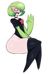 black_stockings darkkun femboy gardevoir gay green_hair looking_at_viewer male_gardevoir no_panties otoko_no_ko pokemon pokemon_(species) short_hair thick_thighs