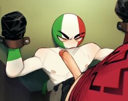 2boys clothed cock countryhumans dafriix dick gay italy_(countryhumans) male/male male_only naked naked_male penis shackled shackles white_body white_skin