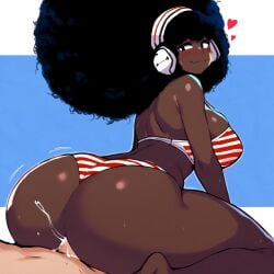 1boy 1girls 2024 2d 2d_(artwork) afro ai_generated arched_back ass ass_grab big_ass big_breasts bikini black_hair black_hair_female breedable cum curvaceous curvy_female dark-skinned_female dark_skin duo ebony female female_focus female_on_top hand_on_butt heart huge_ass huge_breasts interracial light-skinned_male looking_back mullon novelai penis reverse_cowgirl_position sex smile thighs voluptuous