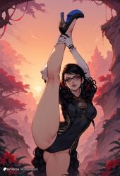 ai_generated bayonetta bayonetta_(character) bayonetta_3 glasses high_heels leg_up legs_up