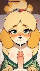 1boy 1girls abs ai_generated animal_crossing balls blush bodily_fluids breasts cum cum_drip cum_in_mouth cum_on_breasts cum_on_face cum_string curvy curvy_body curvy_female electroworld female female fur furry highres inviting_to_sex isabelle_(animal_crossing) looking_at_viewer male male/female nude open_mouth oral oral_sex penis penis_on_face penis_out precum saliva semen sperm_cell sweat veiny_penis