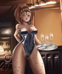 brown_skin bunnysuit d4nkira ilia_amitola rwby waitress