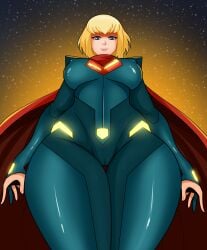 big_breasts blonde_hair cape kara_zor-el short_hair sonson-sensei supergirl supergirl_(series) superman_(series) thick_thighs wide_hips