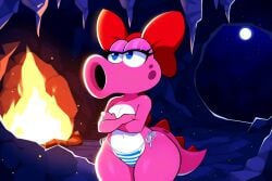 ai_generated birdo bow dinosaur huge_ass huge_hips lubbasdump nintendo pink_skin short shortstack wide_hips