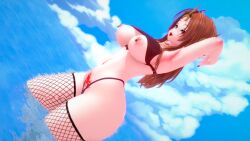 3d absurd_res beach big_ass big_breasts fishnets koikatsu league_of_legends leona_(league_of_legends) nick_maxwell nipple_piercing stomach_tattoo tagme thick_thighs wide_hips