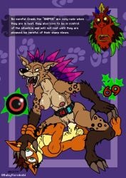 1boy 1girls aku_aku animal_penis anthro babyyorokobi bandicoot big_breasts big_penis breasts crash_(series) crash_bandicoot crash_bandicoot_(series) crash_of_the_titans cum cum_in_pussy cum_inside erection female furry_female furry_male furry_only hyena male marsupial monster_sex nipples open_mouth orange_hair penetration penis pussy sex snipe_(crash_series) sweat tongue_out uncensored vaginal_penetration video_games