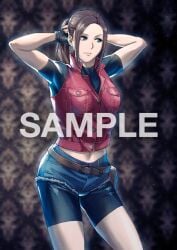 azasuke biker_clothes biker_jacket biker_shorts claire_redfield hotpants ponytail resident_evil resident_evil_2