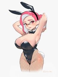 armpits arms_up bowtie bunny_ears bunny_girl bunny_tail bunnysuit inkling inkling_girl jinkoika splatoon wide_hips