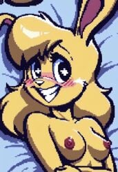 ai_generated bed blush female furry jazz_jackrabbit_(series) lori_jackrabbit pixel_art