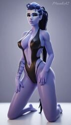 3d ai_generated amelie_lacroix bed bikini blizzard_entertainment latex latex_suit moonliai overwatch overwatch_2 render rendered sexy_pose widowmaker