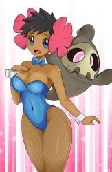 bowtie_collar duskull fishnets flowers nintendo phoebe_(pokemon) playboy_bunny_leotard pokemon pokemon_rse showgirl sonson-sensei