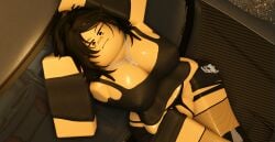 1girls 3d big_breasts black black_clothing breasts car cleavage clothed clothing hair laying_on_back legwear linus06050 long looking_down on_car outdoors outside pawnshop_losers roblox robloxian self_upload shoes shorts tagme thighhighs thighs trinity_(pawnshop_losers)