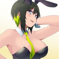 163_(shiromeshi) akashi_maho big_breasts blush bunny_ears bunnysuit d4dj