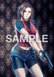 azasuke biker_clothes biker_jacket biker_shorts claire_redfield hotpants ponytail resident_evil resident_evil_2