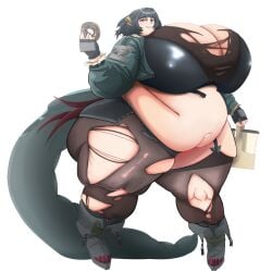 1girls bananamilkshaker bbw fat female female_only gigantic_breasts huge_belly huge_breasts jane_doe_(zenless_zone_zero) obese overweight overweight_female solo solo_female weight_gain zenless_zone_zero