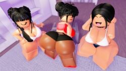 3d 3girls big_ass big_breasts boob_window boobs choker cleavage curvy curvy_figure donquiotedd earrings female female_focus female_only panties presenting presenting_ass roblox roblox_avatar robloxian self_upload tan_body tan_skin thick_ass thick_legs thick_thighs