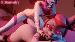 1futa 1girls 3d anthro ass bed bedroom big_ass big_penis breasts cat_ears completely_nude completely_nude_female completely_nude_futanari erisa_(fortnite) fortnite fur furry furry_female glowing_eyes hand_on_shoulder huge_cock kimiko_(fortnite) kitsune laying_down laying_on_bed laying_on_stomach monsterart nude nude_female nude_futanari open_mouth penis scar scar_across_eye scar_on_face