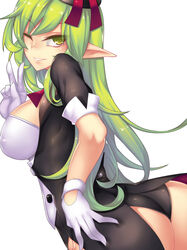 1girls 5_fingers ;d ass bangs blonde_hair blush breasts butt_crack clothed clothing elf elf_ears elsword eyebrows eyebrows_visible_through_hair eyelashes female female_only fi-san fingernails gloves green_eyes green_hair hair highres human large_breasts long_fingernails long_hair looking_at_viewer nipples one_eye_closed open_mouth png pointy_ears red_ribbon rena_(elsword) ribbon sideboob smile solo transparent_background upper_body v wink