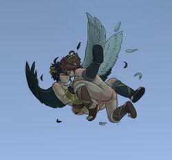 2boys anal anal_sex artist_request ass black_hair black_hair_bottom brown_hair brown_hair_on_black_hair brown_hair_top dark_pit domination feathered_wings flying gay kid_icarus light_hair_on_dark_hair male nelli pit pit_(kid_icarus) selfcest source_request wings yaoi