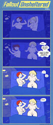 2girls after_sex bed casual comic engineer fallout female human morning_after multiple_girls nude page_1 pale_skin short_hair thekite unsheltered vault_669 vault_dweller yuri