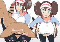1boy 1girls alternate_breast_size ass backsack balls ballsack blue_eyes breasts brown_hair censored clothed_female_nude_male dark-skinned_male dark_skin dd_(artist) eye_contact feet female half-closed_eyes human interracial large_breasts looking_at_viewer male mating_press nintendo nude pantyhose penis penis_awe pokemon pokemon_bw2 pubic_hair rosa_(pokemon) sex skirt source_request straight sweat testicles thick_thighs trembling veins wide_hips
