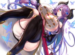 1girls ass big_ass breasts cleavage female female_only granblue_fantasy hikareru2000 huge_breasts looking_at_viewer narmaya_(granblue_fantasy) nlshlyukl rihito_akane solo thick_thighs thighhighs