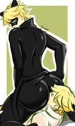 2boys adrien_agreste ass ass_smothering ass_sniffing bodysuit bubble_butt cat_ears cat_noir clothed facesitting gasaiv gay male male_only miraculous_ladybug rimming selfcest sniffing sniffing_ass yaoi