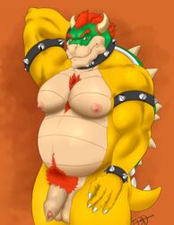 anthro bowser father flaccid foreskin genitals hairy koopa long_foreskin male male_only mario_(series) nintendo parent penis reptile scalie solo treebarkdragon uncut video_games