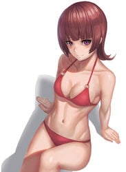 active_raid bikini brown_hair kazari_asami purple_eyes red_bikini