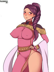 1girls alternate_breast_size alternate_version_available big_breasts braided_ponytail breasts color dancing_class_outfit dark-skinned_female dark_skin female female_only fire_emblem fire_emblem:_three_houses large_breasts long_hair lumarianne20 nintendo nipples nipples_visible_through_clothing petra_macneary purple_hair solo