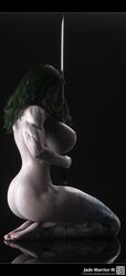 1girls 3d artist_name ass ass_crack bare_shoulders barefoot big_breasts breasts busty butt_crack completely_nude curvy detailed_background english_text erect_nipple erect_nipples female female_only full_body green_hair holding_object hourglass_figure huge_ass huge_breasts human katana kneeling long_hair muscles muscular muscular_female naked naked_female nipples nude nude_female original_character pose posing reflection shiny shiny_skin side_view sideboob siliconaya solo solo_female sword tattoo text thick_thighs voluptuous weapon wide_hips