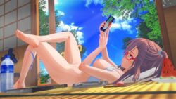 bellsrow glasses koikatsu panties phone pink_hair tagme