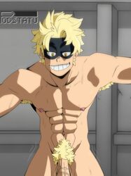 1boy armpit_hair armpits blonde_hair blonde_pubic_hair bottom_pov fatgum gay male male_only mask masked my_hero_academia podstatu pov pov_eye_contact sex smile smiling smiling_at_viewer taishiro_toyomitsu toyomitsu_taishirou yaoi