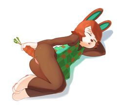 anal anal_penetration animal_crossing anthro arefrigerator ass bottomless brown_fur brown_hair carmen_(animal_crossing) carrot closed_eyes food food_play improvised_sex_toy insertion looking_pleasured lying_on_side masturbation nintendo pussy rabbit raised_ass source_request vegetable vegetable_insertion year_request