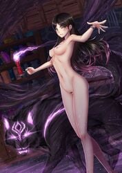 adsouto black_hair breasts candle claudia_(the_dragon_prince) green_eyes nipples pubic_hair the_dragon_prince