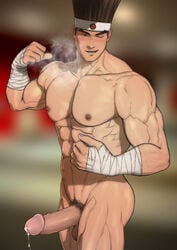 1boy abs ass balls beige_penis beige_skin big_penis digital_media_(artwork) hydaria joe_higashi king_of_fighters male male_only muscular pecs penis solo_focus solo_male tagme tan_penis tan_skin testicles