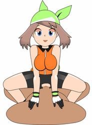 1boy 1girls alternate_breast_size alternate_outfit animated breasts clothed_female_nude_male edit eye_contact half-closed_eyes human interracial larger_male light-skinned_male light_skin looking_at_viewer may_(pokemon) may_(pokemon_emerald) minus8 nintendo penis pokemon pokemon_rse pov ppppu sex size_difference smaller_female source_request third-party_edit