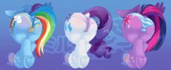 3girls alicorn animated anus ass cameltoe cutie_mark dock equine female female_only feral friendship_is_magic furry gif milkibee my_little_pony panties pegasus pussy rainbow_dash_(mlp) rarity_(mlp) rear_view simple_background twilight_sparkle_(mlp) underhoof watermark wings