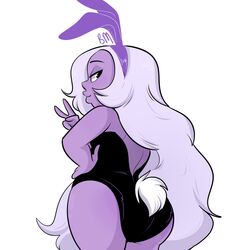 alien alien_girl amethyst_(steven_universe) ass blushmallet bunny_ears bunny_tail bunnysuit butt butt_crack cartoon_network female female_only gem_(species) looking_at_viewer playboy_bunny purple_skin sci-fi science_fiction scifi solo solo_female steven_universe