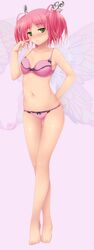 armband bottomwear bra cute fairy fairy_wings green_eyes huniepop kyu_sugardust lingerie panties petite pink_bra pink_hair pink_panties small_breasts topwear