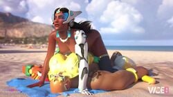 1boy 1girls 3d animated beach beach_towel black_hair blender blizzard_entertainment blue-tinted_eyewear breasts cowgirl_position dark-skinned_female dark_skin female funny girl_on_top happy happy_sex indian interracial large_ass large_breasts long_hair male moaning nipples ocean outdoors overwatch overwatch_2 overwatch_league public public_sex riding satya_vaswani sex sound straight summer_games_series surf_'n'_splash_torbjörn symmetra thick_thighs tinted_eyewear torbjörn torbjörn_lindholm vicer34 video video_games visor volkor