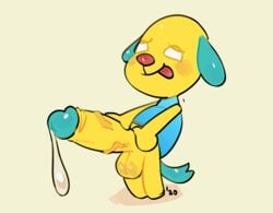 1boy animal_crossing anthro balls big_penis biskit biskit_(animal_crossing) canine huge_cock male male_only nintendo penis solo tongue tongue_out trashdump