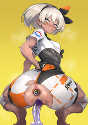 bea_(pokemon) clothed_female dark-skinned_female dark_skin female grey_hair high_resolution highres nintendo nuezou pivix_fanbox pokemon pokemon_ss short_hair solo_female video_game_character video_game_franchise