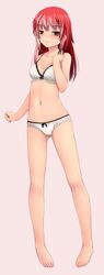 1girls audrey_belrose bottomwear bra cute female female_only huniepop lingerie panties petite red_eyes red_hair small_breasts solo topwear white_bra white_panties white_skin