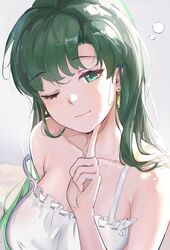 fire_emblem fire_emblem:_the_blazing_blade green_eyes green_hair hair_down index_finger_raised looking_at_viewer lyn_(fire_emblem) lyndis_(fire_emblem) ormille pov smile wink