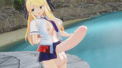 1futa 3d big_balls big_penis blender bow bow_tie dickgirl erection esk futa_only futanari green_eyes huge_cock katsuragi_(senran_kagura) penis public ribbon senran_kagura solo yellow_hair